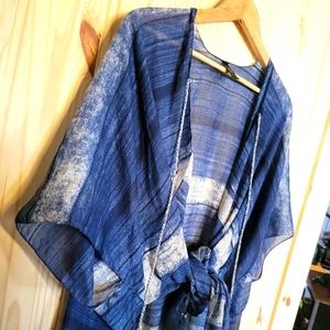 Sheer Shawl OSFM Lane Bryant Navy Blue Cream